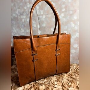 Elegant Tan faux Leather Tote Bag